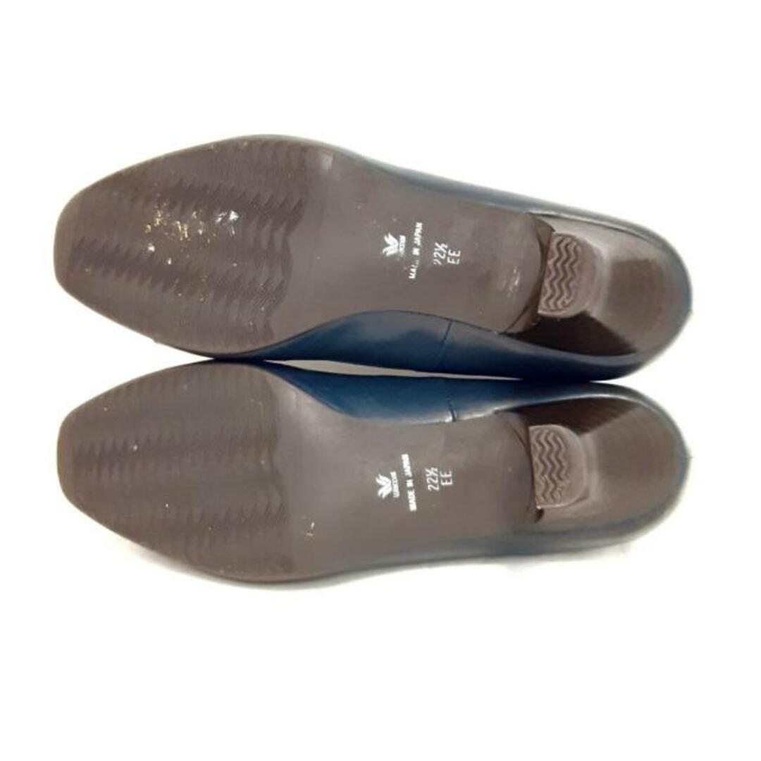 SUCCESS WALK(Wacoal )(サクセスウォーク(ワコール)) パンプス 22.5 レディース - ネイビー リボン レザー×エナメル（レザー） レディースの靴/シューズ(ハイヒール/パンプス)の商品写真