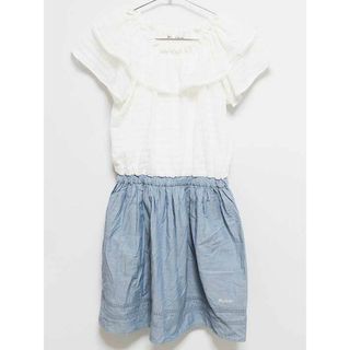 pom ponette - 【夏物 新入荷!】‡ポンポネット/pom ponette‡160cm 半袖ワンピース ブルー×白【中古】子供服 キッズ kids ジュニア 女の子 夏 onepi 214042