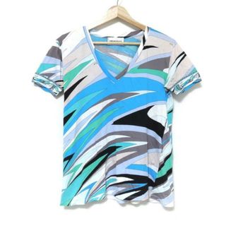 エミリオプッチ(EMILIO PUCCI)のEMILIO PUCCI(エミリオプッチ) 半袖Tシャツ サイズXS レディース - ブルー×ベージュ×マルチ Vネック(Tシャツ(半袖/袖なし))