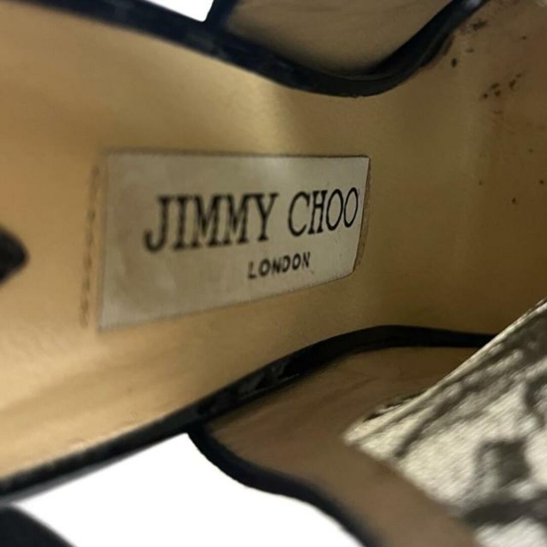 JIMMY CHOO(ジミーチュウ)のJIMMY CHOO(ジミーチュウ) サンダル 37 レディース - 黒 オープントゥ/アウトソール張替済 化学繊維×スエード レディースの靴/シューズ(サンダル)の商品写真