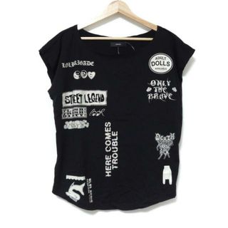 ディーゼル(DIESEL)のDIESEL(ディーゼル) ノースリーブTシャツ サイズS レディース美品  - 黒×アイボリー(Tシャツ(半袖/袖なし))