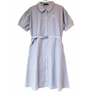 ポンポネット(pom ponette)の【夏物 新入荷!】[ポンポネット/pom ponette]160cm 半袖シャツワンピース 紺×白【中古】子供服 キッズ kids ジュニア 女の子 夏 onepi 214042(ワンピース)