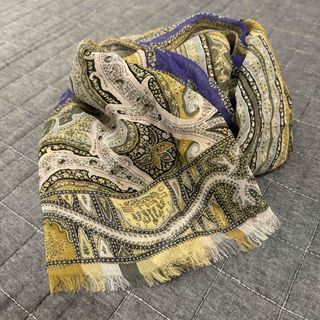 ETRO - ETRO エトロ 大判 シルクストール スカーフ ペイズリー ロゴ