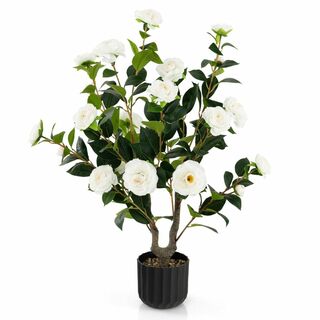 【色: ツバキ1本-ホワイト】TANGKULA 人工 観葉植物 95cm フェイ(その他)