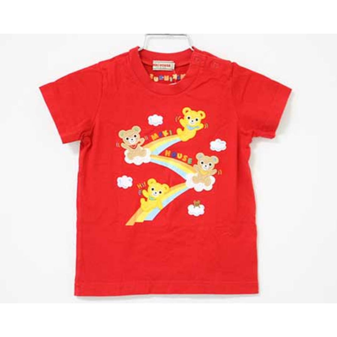 mikihouse(ミキハウス)の【春物 新入荷!】〓ミキハウス/mikihouse〓90cm 半袖Tシャツ/半袖カットソー 赤×白×黄  【中古】子供服 キッズ kids ベビー baby 男の子 女の子 夏 tops 614042 キッズ/ベビー/マタニティのベビー服(~85cm)(Ｔシャツ)の商品写真