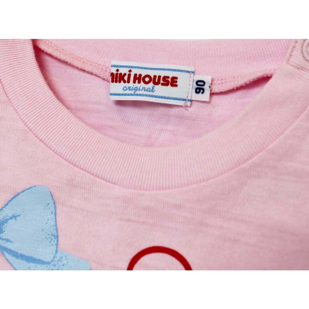 mikihouse(ミキハウス)の【夏物 新入荷!】[ミキハウス/mikihouse]90cm 半袖カットソー/半袖Tシャツ ピンク×白【中古】子供服 キッズ kids ベビー服 baby 女の子 夏 tops 614042 キッズ/ベビー/マタニティのベビー服(~85cm)(Ｔシャツ)の商品写真