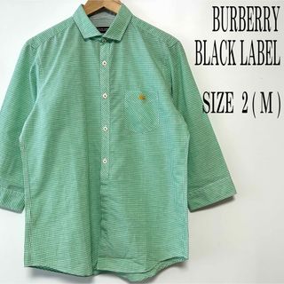 バーバリーブラックレーベル(BURBERRY BLACK LABEL)の【美品】バーバリーブラックレーベル リネン混 七分袖 ギンガムチェックシャツ(シャツ)