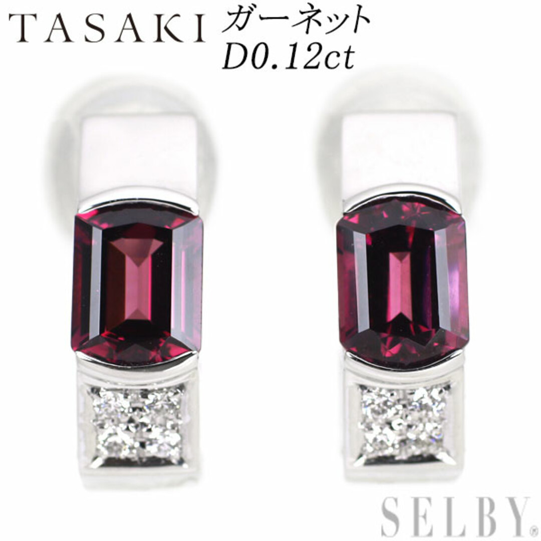 TASAKI(タサキ)の田崎真珠 K18WG ガーネット ダイヤモンド イヤリング D0.12ct レディースのアクセサリー(イヤリング)の商品写真