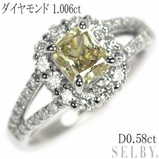 Pt900 プリンセスカット ダイヤモンド リング 1.006ct D0.58ct(リング(指輪))