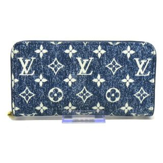 ルイヴィトン(LOUIS VUITTON)のLOUIS VUITTON(ルイヴィトン) 長財布 モノグラムデニム美品  M81226 ネイビー×白 ラウンドファスナー ジャガード(財布)