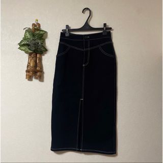 ザラ(ZARA)のZARA ザラ　ブラック　スキニー　デニム　スカート　XS(ロングスカート)