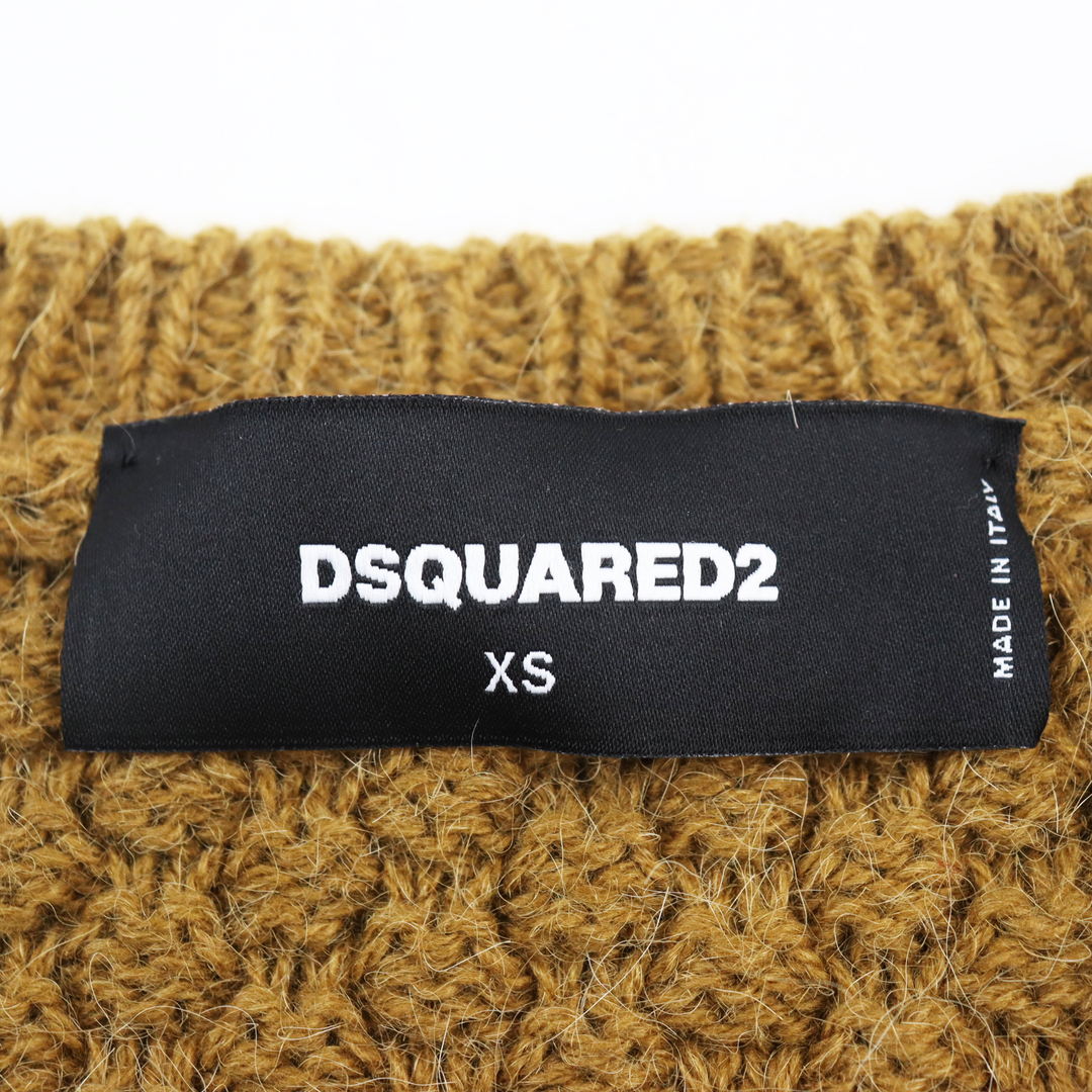 DSQUARED2(ディースクエアード)の極美品○DSQUARED2 ディースクエアード S74HA1084 S17409 アルパカ混 レザーワッペン付き 厚手 長袖/ロングスリーブ ビッグカーディガン キャメル XS イタリア製 正規品 メンズ メンズのトップス(カーディガン)の商品写真