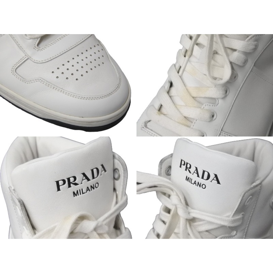 PRADA(プラダ)のPRADA プラダ スニーカー スニーカー トライアングル 靴 ホワイト 2TE183 サイズ9 良品 中古 62035 メンズの靴/シューズ(スニーカー)の商品写真