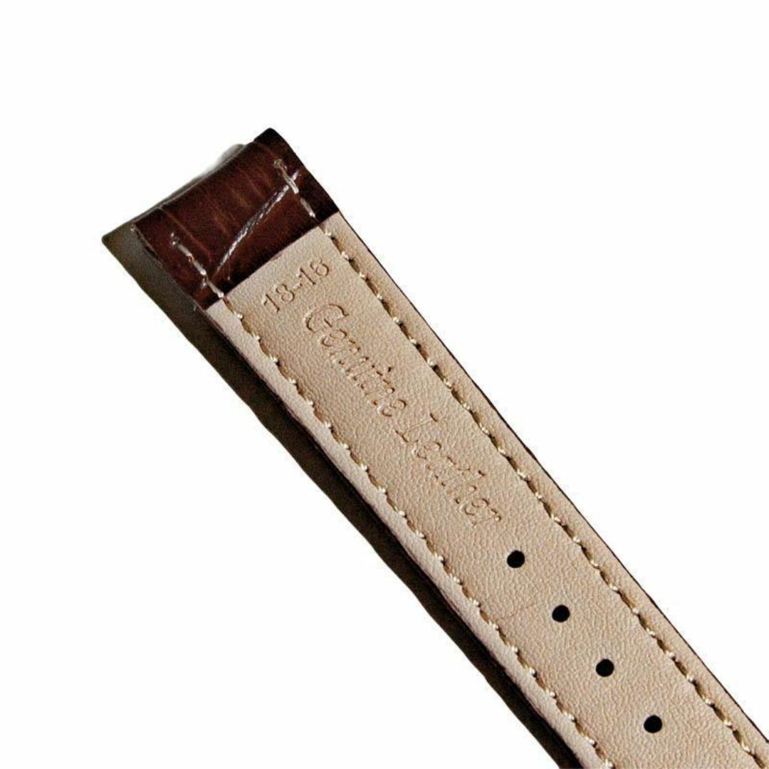 腕時計ベルト　牛皮製クロコ模様型押し　茶色⑤　１８ｍｍ 未使用品 メンズの時計(レザーベルト)の商品写真