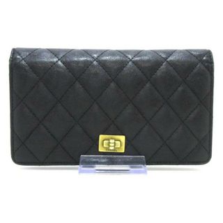 シャネル(CHANEL)のCHANEL(シャネル) 長財布 マトラッセ/2.55 黒 ゴールド金具 ラムスキン(財布)