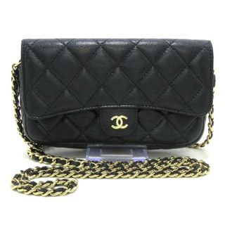 シャネル(CHANEL)のCHANEL(シャネル) 財布 マトラッセ AP2096 黒 チェーンウォレット/フォンケース/ゴールド金具 グレインドカーフスキン(財布)