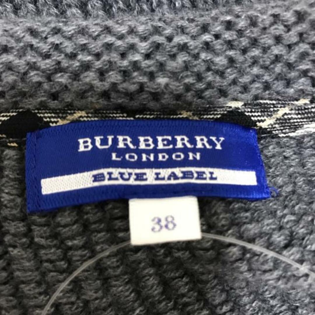 BURBERRY BLUE LABEL(バーバリーブルーレーベル)のBurberry Blue Label(バーバリーブルーレーベル) ワンピース サイズ38 M レディース - ダークグレー クルーネック/半袖/ロング/ニット レディースのワンピース(その他)の商品写真