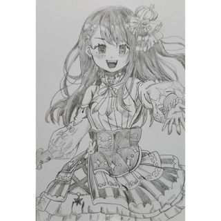 『星野アイ』鉛筆画。推しの子。ファンアート。手描きイラスト。ハガキ。(アート/写真)