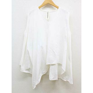 ナゴンスタンス(nagonstans)の【夏物 新入荷】‡nagonstans/ナゴンスタンス‡アシンメトリーVネックカットソー/Tシャツ/470BS280-6060/ノースリーブ  ホワイト/白 レディース 38【中古】  夏  214042(Tシャツ(半袖/袖なし))