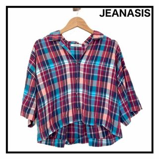 ジーナシス　チェック柄シャツ　ブラウス　ショート丈　レディース　マルチカラー