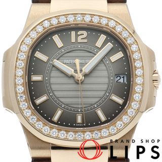 パテックフィリップ(PATEK PHILIPPE)のパテック フィリップ ノーチラス レディース時計 ダイヤベゼル メーカーOH済(保証期間中) Nautilus 7010R-10 箱 保証書 修理書 K18PG/革 レディース時計 ブラウン 美品 【中古】(腕時計)