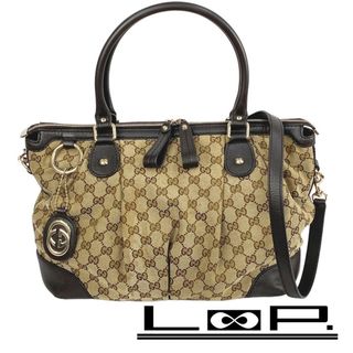 グッチ(Gucci)の■中古■　グッチ 2WAY バッグ インターロッキング キャンバス ベージュ ブラウン 285730 【135057】(ハンドバッグ)