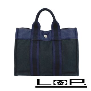 エルメス(Hermes)の■中古■　エルメス フールトゥ トート PM トートバッグ キャンバス ブラック ブルー 【135095】(トートバッグ)