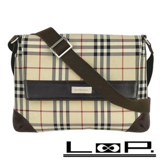 BURBERRY - ■中古■　バーバリー ショルダー バッグ チェック キャンバス レザー ブラウン ベージュ 【117343】