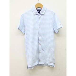 トミーヒルフィガー(TOMMY HILFIGER)の【夏物新入荷】■TOMMY HILFIGER/トミーヒルフィガー■半袖ボーダーシャツ/半袖  ライトブルー×ホワイト メンズ S【中古】夏 514042(ポロシャツ)