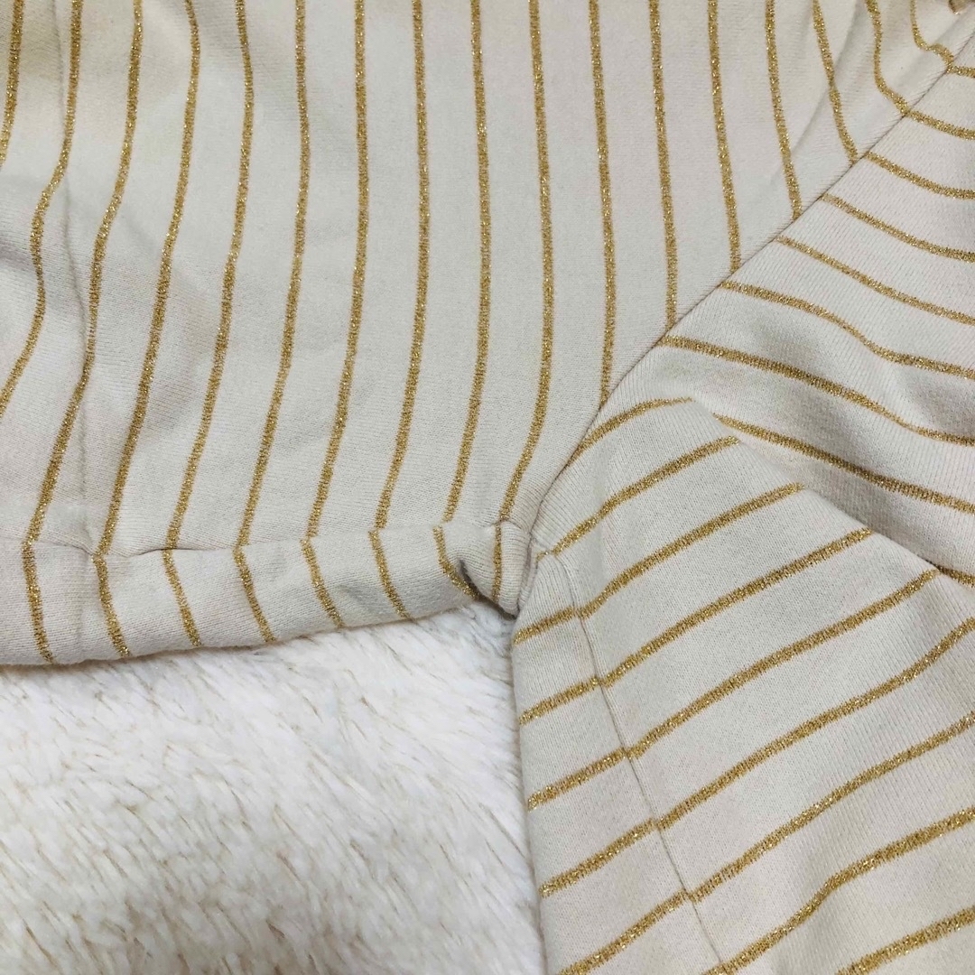 Kaon(カオン)のKaon カオン バックリボン カットソー ゴールドラメストライプ　半袖　綿 レディースのトップス(カットソー(半袖/袖なし))の商品写真