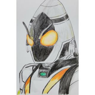 『仮面ライダーフォーゼ』色鉛筆画。手描きイラスト。ファンアート。ハガキ。(アート/写真)