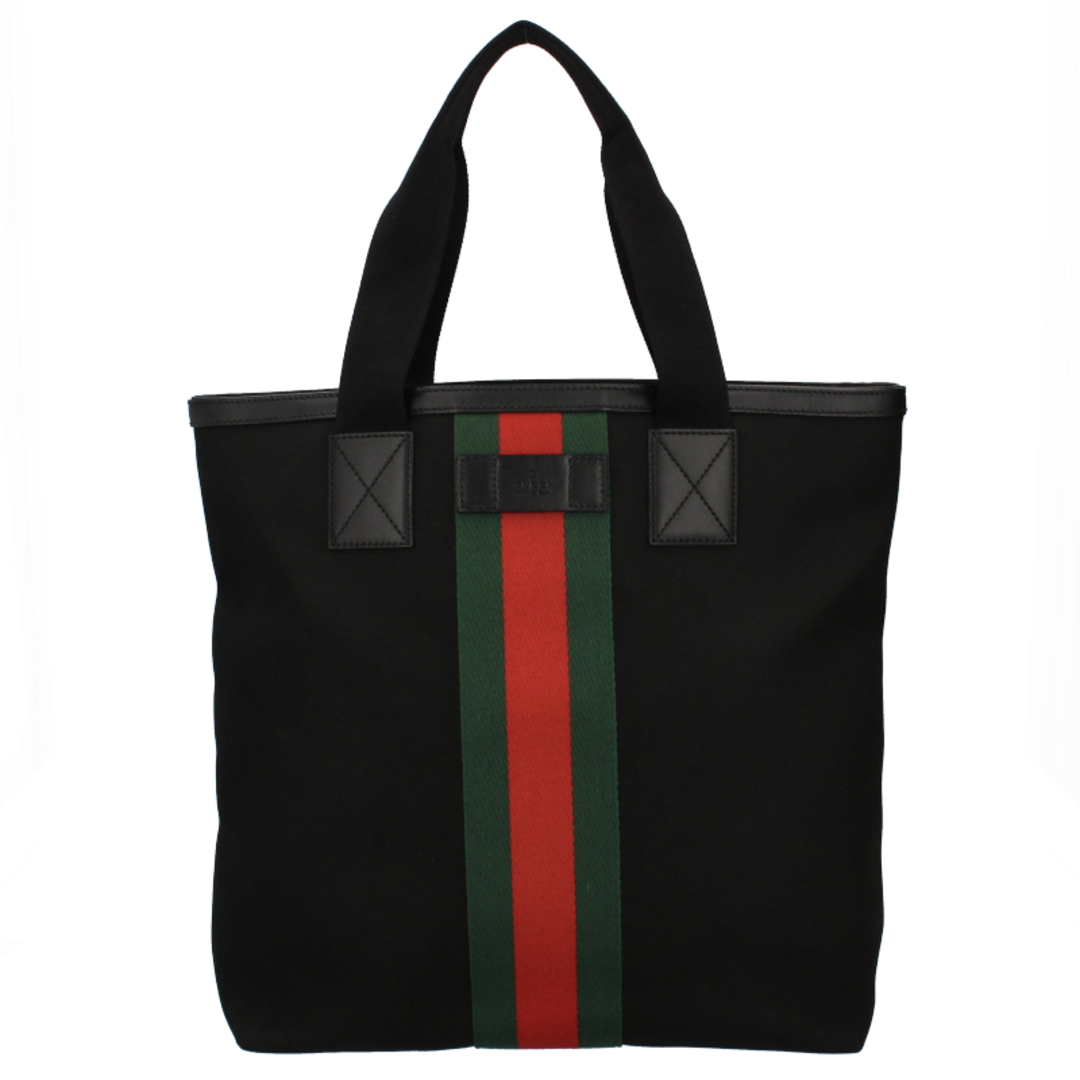 Gucci(グッチ)のグッチ シェリーライン トートバッグ  387107 キャンバス/レザー レディーストートバッグ
 ブラック【中古】 レディースのバッグ(トートバッグ)の商品写真