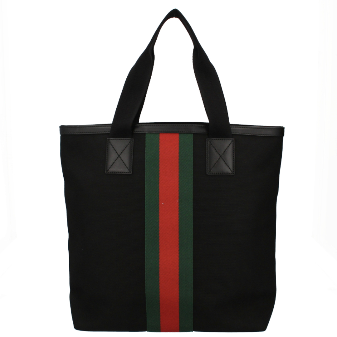 Gucci(グッチ)のグッチ シェリーライン トートバッグ  387107 キャンバス/レザー レディーストートバッグ
 ブラック【中古】 レディースのバッグ(トートバッグ)の商品写真