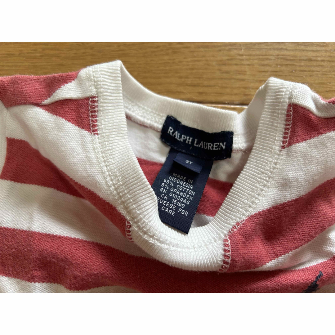 Ralph Lauren(ラルフローレン)のラルフローレン　ボーダー柄ポロシャツ　3T キッズ/ベビー/マタニティのキッズ服女の子用(90cm~)(Tシャツ/カットソー)の商品写真