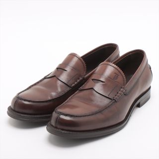 トッズ(TOD'S)の美品 TOD'S トッズ レザー ローファー ブラウン 革靴 靴 シューズ 6 1/2 25.5cm 相当 ビジネス 紳士 本革 茶色 メンズ EEM W31-7(ドレス/ビジネス)