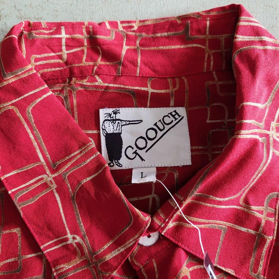 GOOUCH グーチ デッドストック レーヨン　半袖　柄シャツ　赤 メンズのトップス(シャツ)の商品写真