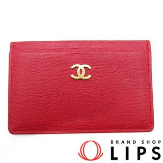 CHANEL - シャネル カードケース  A11837 レザー レディース レッド【中古】