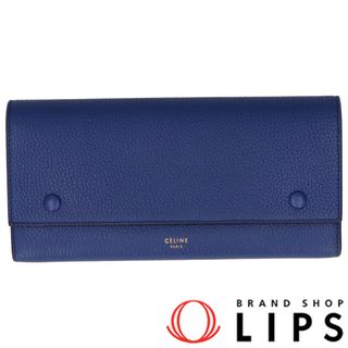 セリーヌ(celine)のセリーヌ ラージフラップ マルチファンクション長財布  101673 レザー レディース ブルー【中古】(財布)