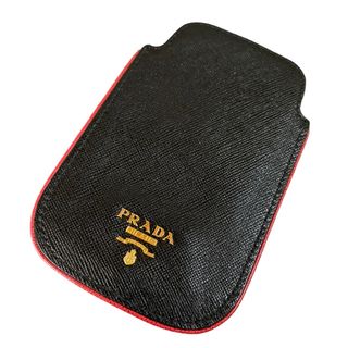 PRADA - プラダ PRADA レザー フラワーモチーフ スマホケース モバイルケース 黒