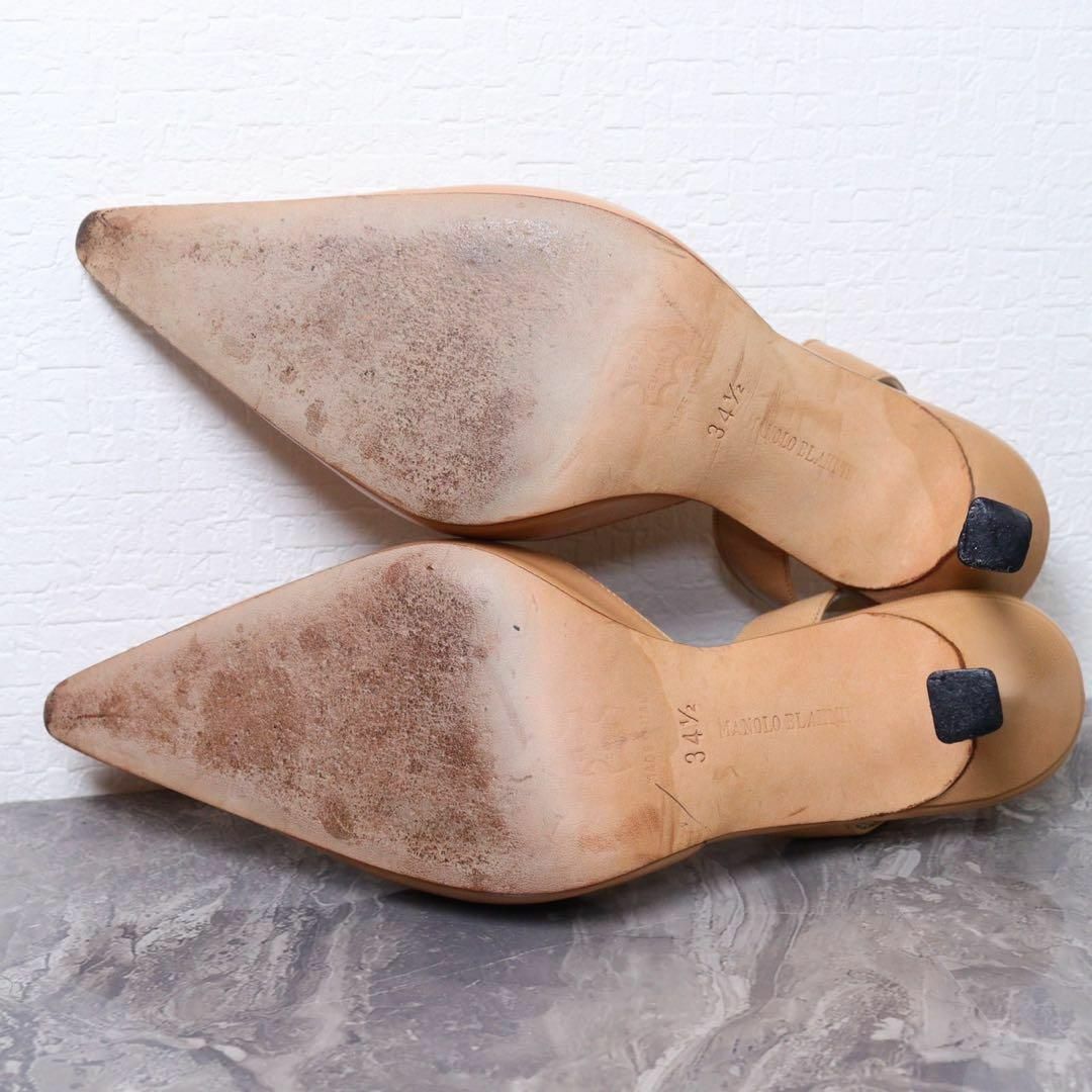 MANOLO BLAHNIK(マノロブラニク)のマノロブラニク 21.5 キャロリン ミュール ピンクベージュ スキンカラー レディースの靴/シューズ(ハイヒール/パンプス)の商品写真