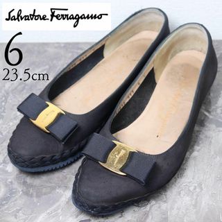 サルヴァトーレフェラガモ(Salvatore Ferragamo)のFerragamo フェラガモ 23.5 ヴァラリボン ヌバック フラット(バレエシューズ)