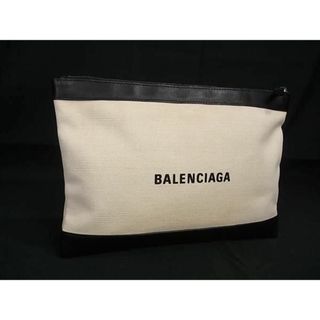 バレンシアガ(Balenciaga)の■極美品■ BALENCIAGA バレンシアガ 373834 ネイビークリップM キャンバス クラッチバッグ セカンドバッグ ベージュ系 FA1315(ハンドバッグ)