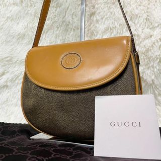 グッチ(Gucci)の美品✨GUCCI  ショルダーバッグ　オールド　金ロゴ　キャンバス×レザー(ショルダーバッグ)