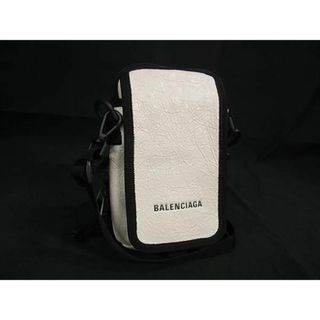 バレンシアガ(Balenciaga)の■極美品■ BALENCIAGA バレンシアガ 593329 エクスプローラー レザー ショルダーバッグ ポシェット アイボリー系×ブラック系 BG7707(ハンドバッグ)