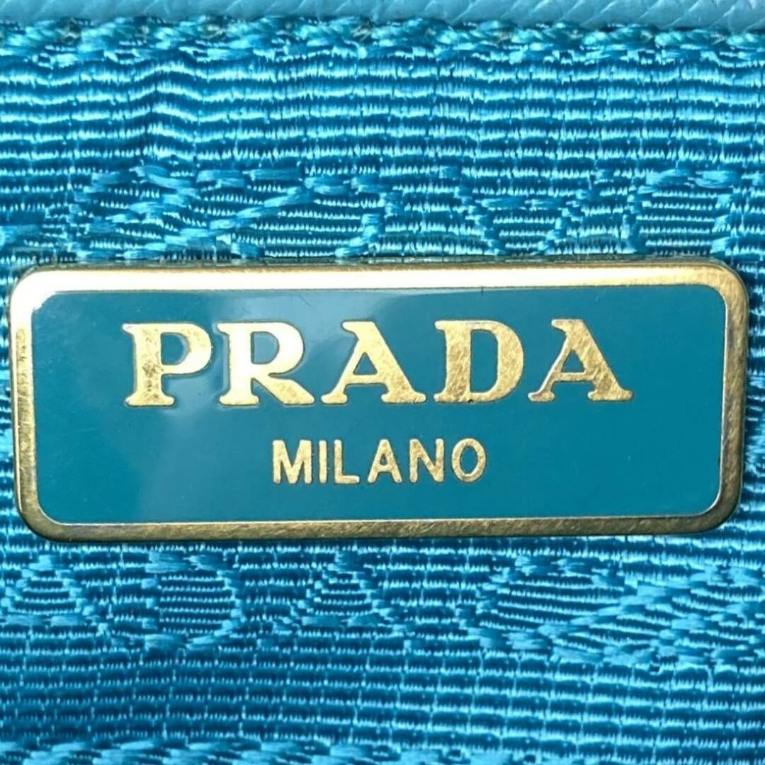 PRADA(プラダ)のプラダ ショルダーバッグ ポシェット 斜め掛け リボン ブルーグリーン レザー レディース PRADA【中古】 レディースのバッグ(ショルダーバッグ)の商品写真