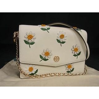 トリーバーチ(Tory Burch)の■新品同様■ TORY BURCH トリーバーチ レザー フラワー 花柄 クロスボディ ショルダーバッグ ポシェット アイボリー系 FC0114(ハンドバッグ)