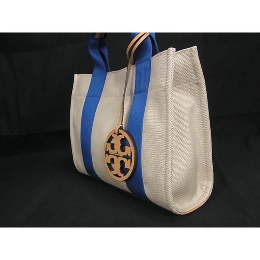 Tory Burch(トリーバーチ)の■新品同様■ TORY BURCH トリーバーチ キャンバス 2WAY ハンドバッグ ショルダー クロスボディ ベージュ系×ブルー系 AW5367 レディースのバッグ(ハンドバッグ)の商品写真