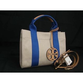 トリーバーチ(Tory Burch)の■新品同様■ TORY BURCH トリーバーチ キャンバス 2WAY ハンドバッグ ショルダー クロスボディ ベージュ系×ブルー系 AW5367(ハンドバッグ)