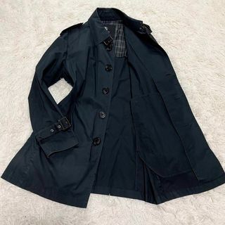 バーバリーブラックレーベル(BURBERRY BLACK LABEL)の美品　バーバリーブラックレーベル　トレンチコート　襟裏ノバチェック　牛革　黒(トレンチコート)