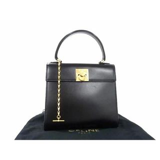 セリーヌ(celine)の■極美品■ CELINE セリーヌ ヴィンテージ ガンチーニ金具 レザー ワンハンドル ハンドバッグ ブラック系 AW5152(ハンドバッグ)